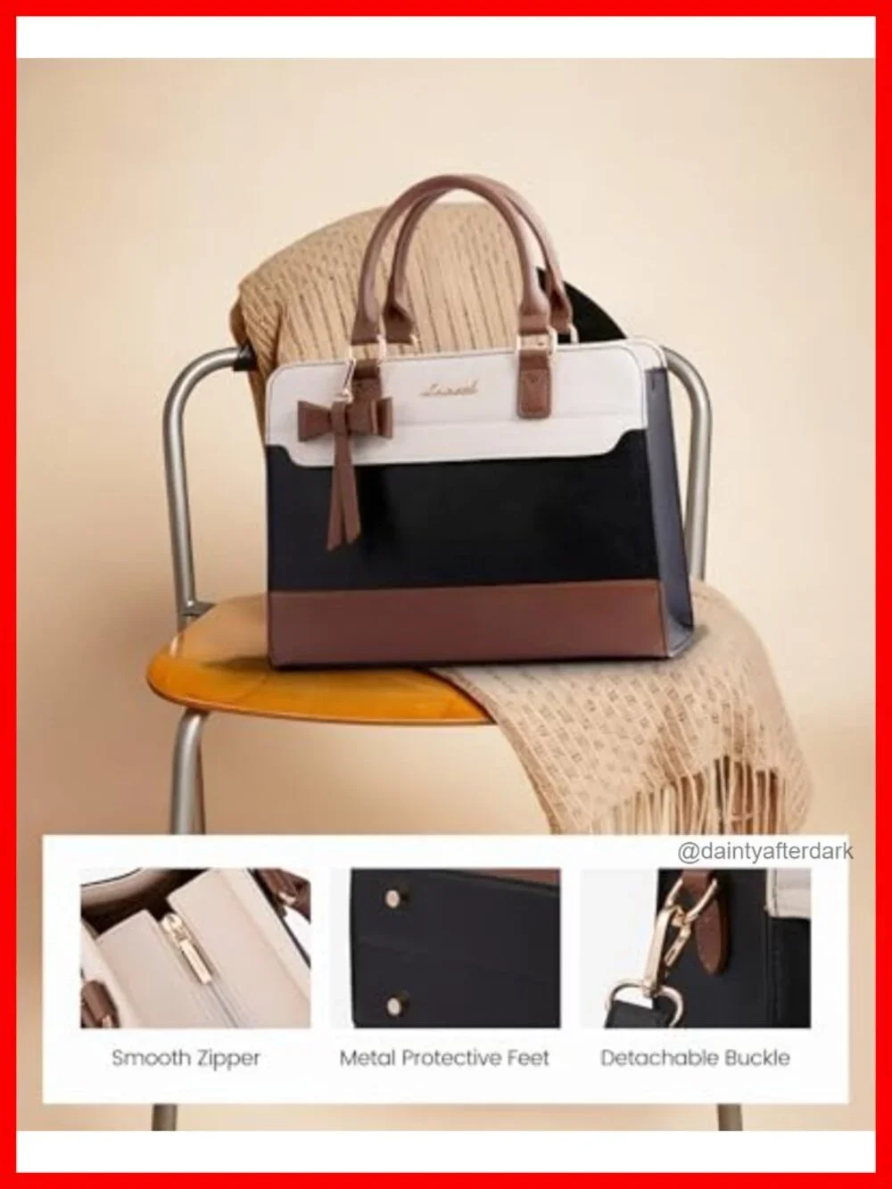 Leather Tote Purse Satchel Handbag with Zipper Bowknot Crossbody Shoulder Bag